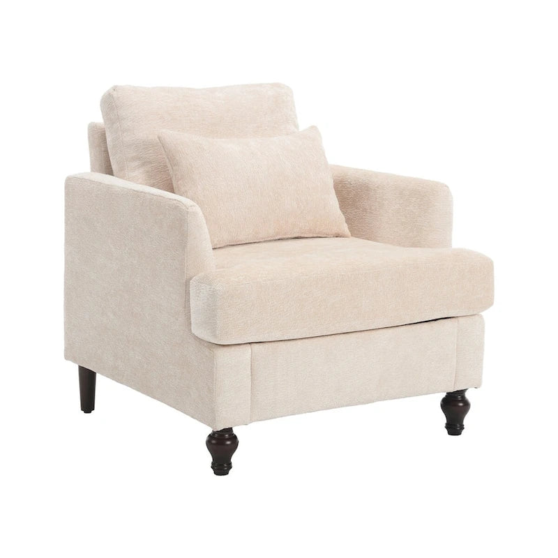 Fauteuil de lecture une place en chenille, fauteuil d'appoint rembourré avec coussin moelleux, fauteuil de lecture moderne du milieu du siècle-5