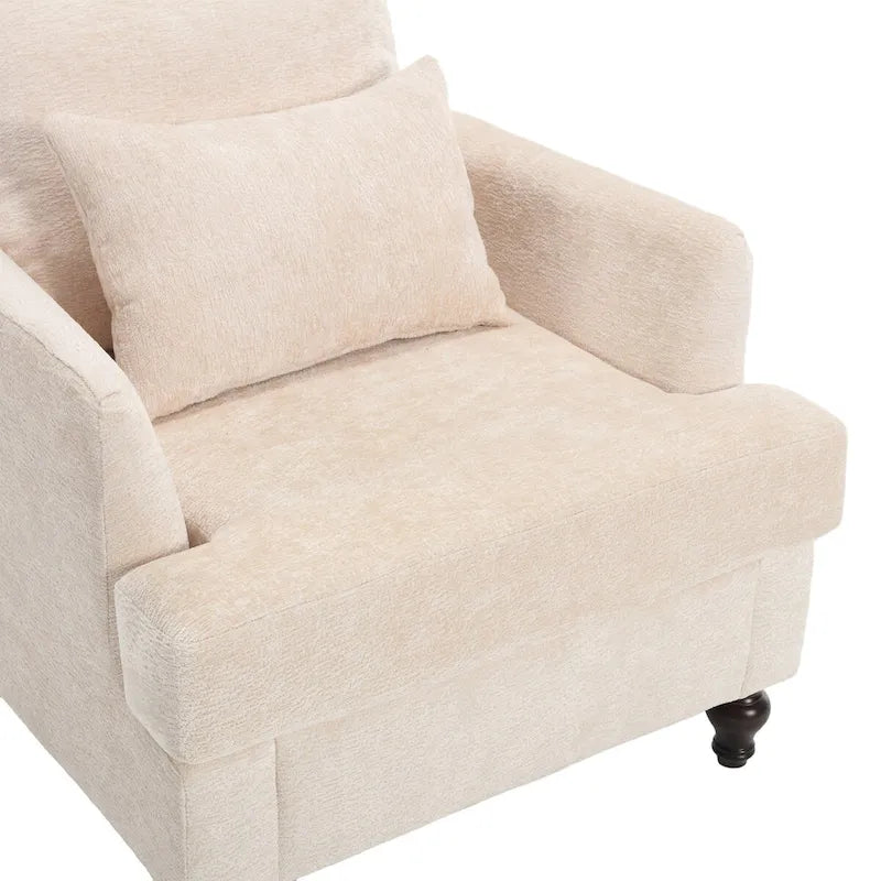 Fauteuil de lecture une place en chenille, fauteuil d'appoint rembourré avec coussin moelleux, fauteuil de lecture moderne du milieu du siècle-7