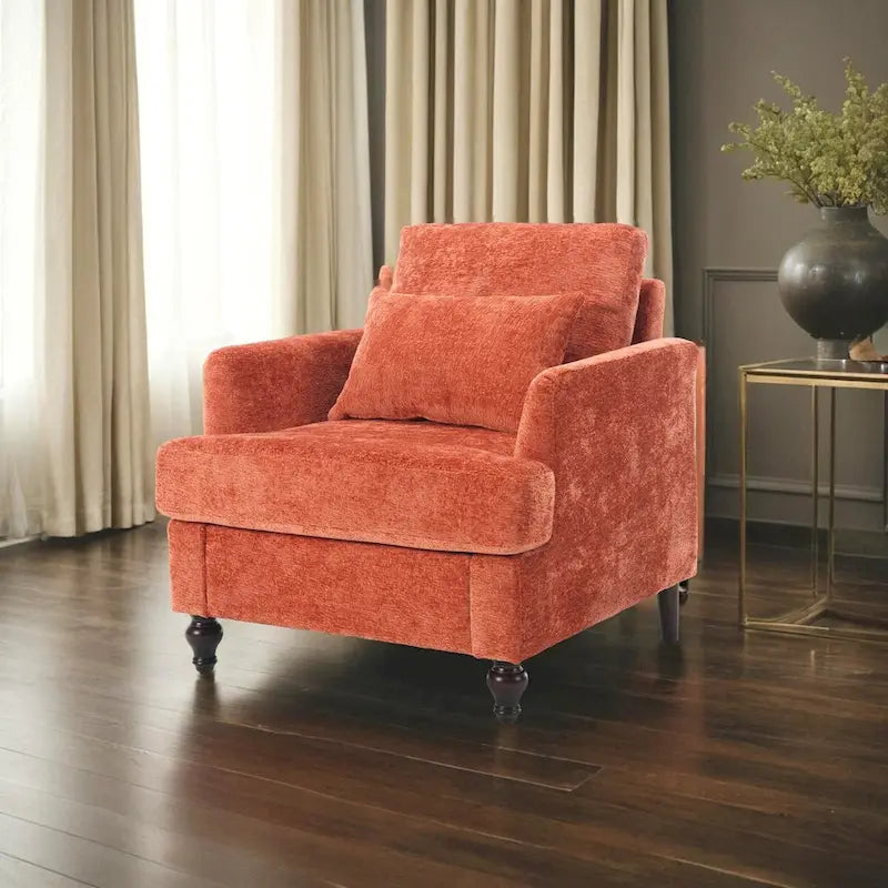 Fauteuil de lecture une place en chenille, fauteuil d'appoint rembourré avec coussin moelleux, fauteuil de lecture moderne du milieu du siècle-10