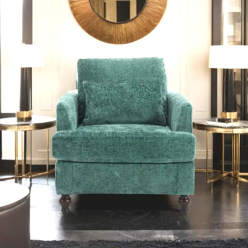 Fauteuil de lecture une place en chenille, fauteuil d'appoint rembourré avec coussin moelleux, fauteuil de lecture moderne du milieu du siècle-17