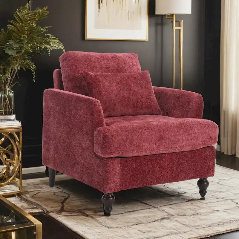 Fauteuil de lecture une place en chenille, fauteuil d'appoint rembourré avec coussin moelleux, fauteuil de lecture moderne du milieu du siècle-23