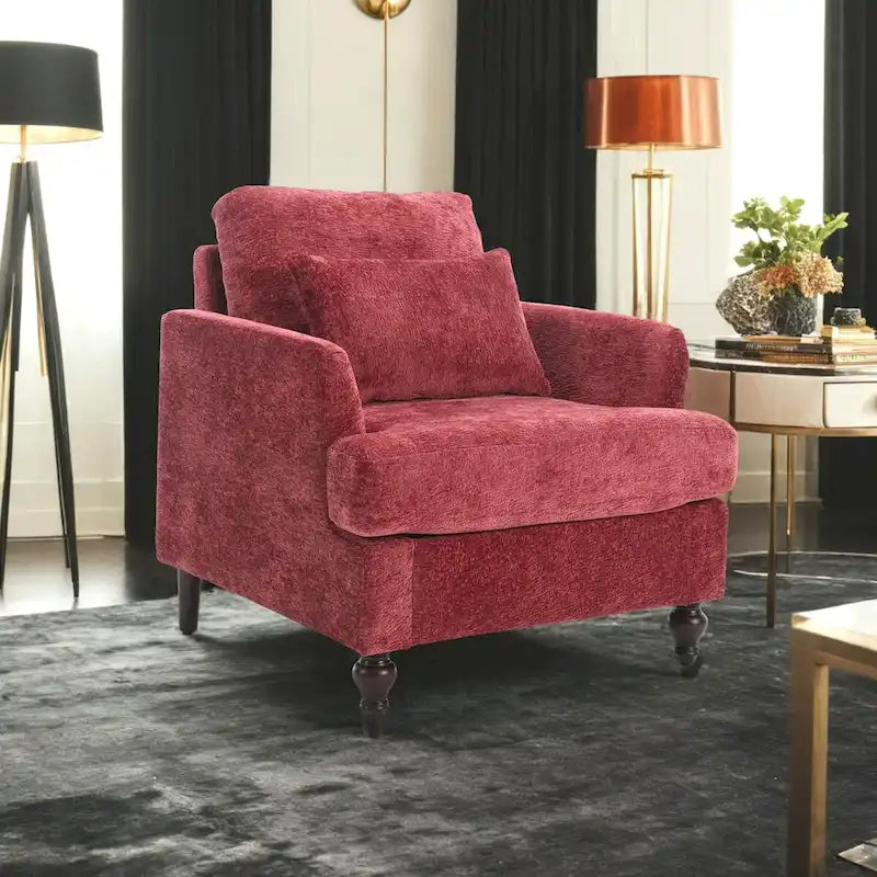 Fauteuil de lecture une place en chenille, fauteuil d'appoint rembourré avec coussin moelleux, fauteuil de lecture moderne du milieu du siècle-24