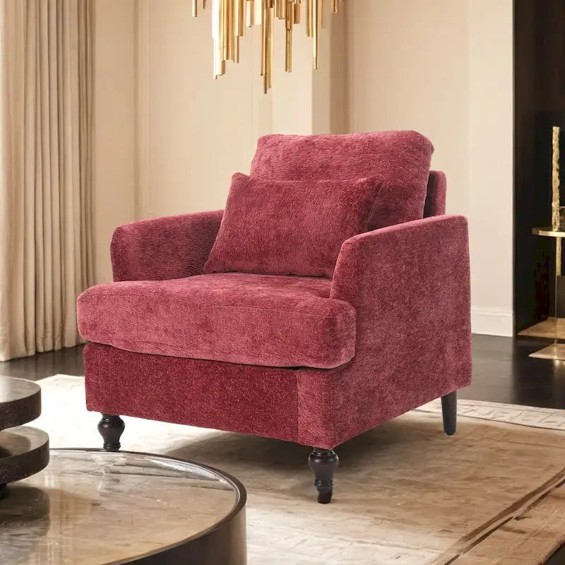 Fauteuil de lecture une place en chenille, fauteuil d'appoint rembourré avec coussin moelleux, fauteuil de lecture moderne du milieu du siècle-25