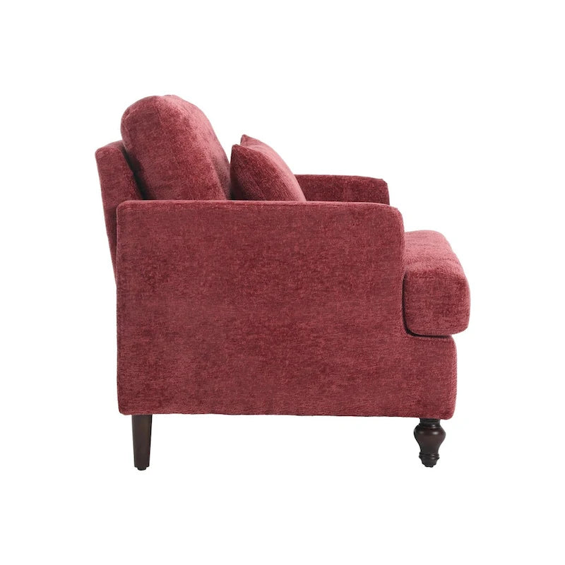 Fauteuil de lecture une place en chenille, fauteuil d'appoint rembourré avec coussin moelleux, fauteuil de lecture moderne du milieu du siècle-29