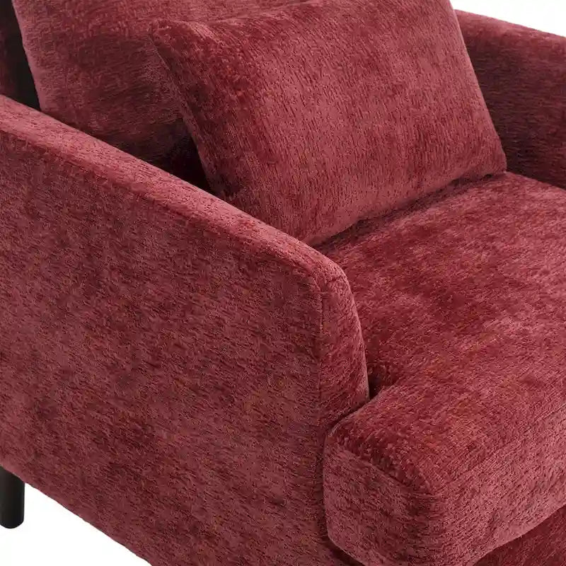 Fauteuil de lecture une place en chenille, fauteuil d'appoint rembourré avec coussin moelleux, fauteuil de lecture moderne du milieu du siècle-30