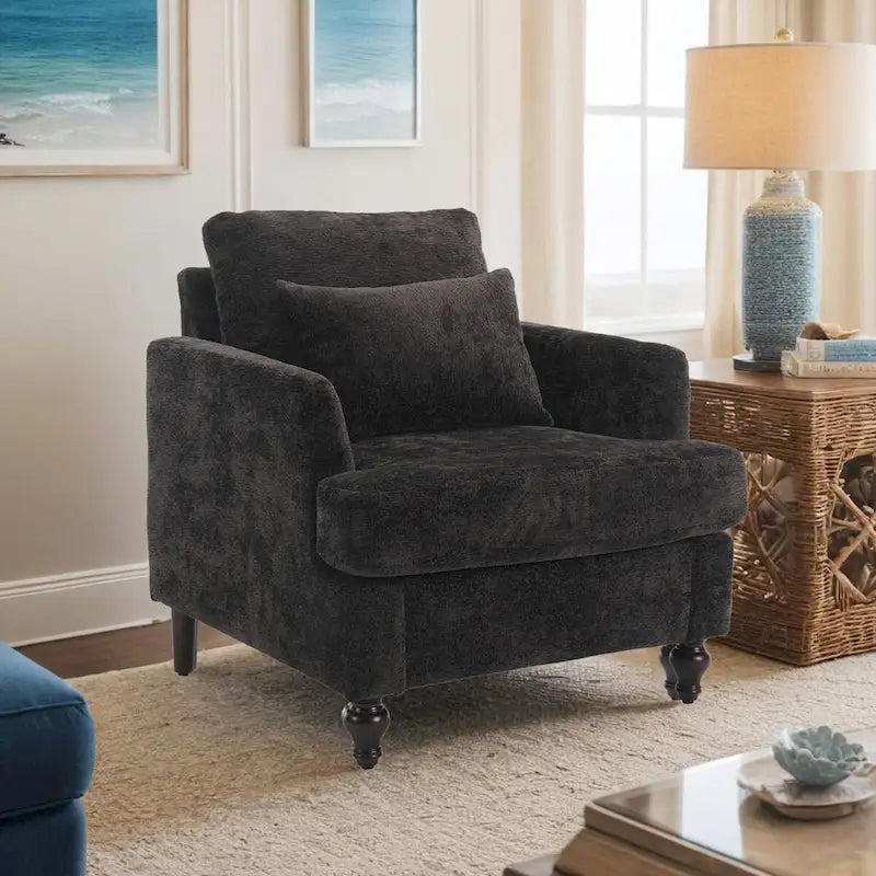 Fauteuil de lecture une place en chenille, fauteuil d'appoint rembourré avec coussin moelleux, fauteuil de lecture moderne du milieu du siècle-31