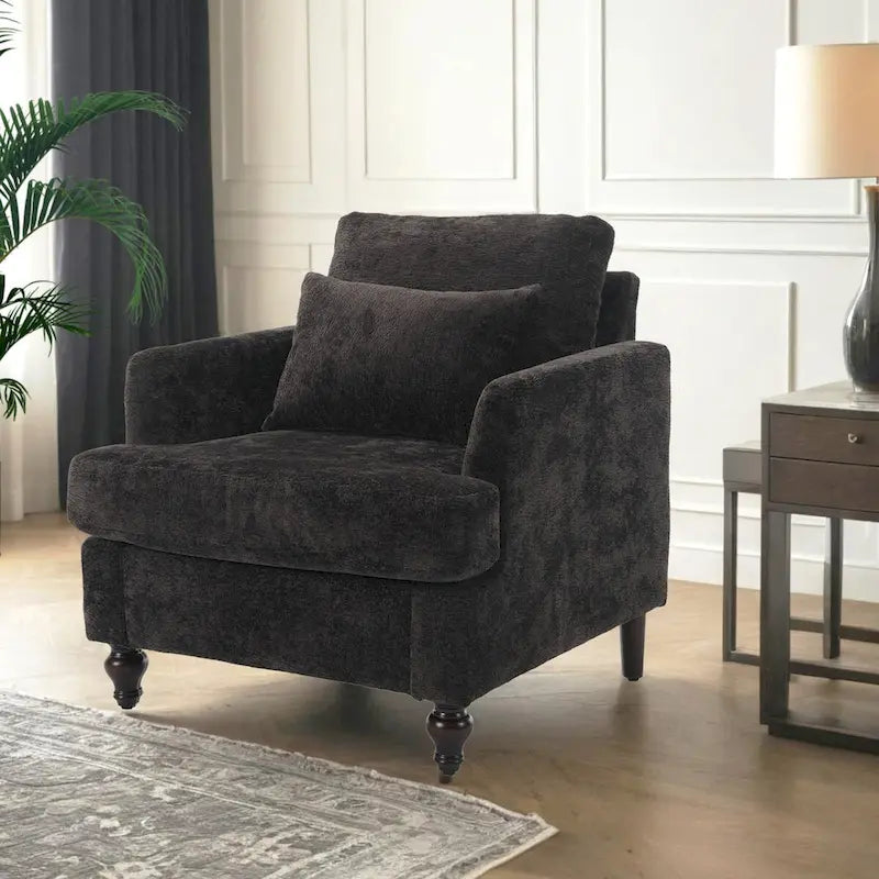 Fauteuil de lecture une place en chenille, fauteuil d'appoint rembourré avec coussin moelleux, fauteuil de lecture moderne du milieu du siècle-32