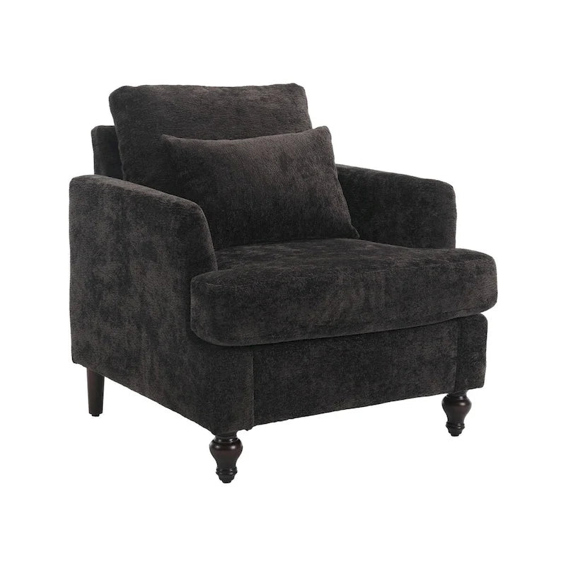 Fauteuil de lecture une place en chenille, fauteuil d'appoint rembourré avec coussin moelleux, fauteuil de lecture moderne du milieu du siècle-34