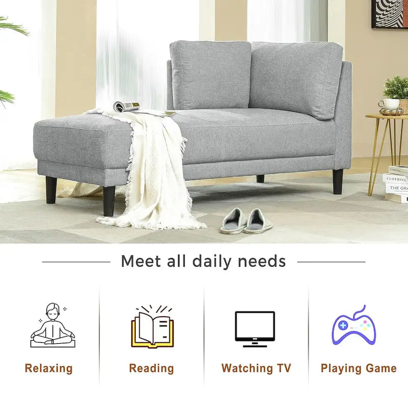 Canapé d'angle en lin 65, méridienne d'intérieur capitonnée, canapé-lit, canapé-lit en bois massif pour chambre ou salon-14