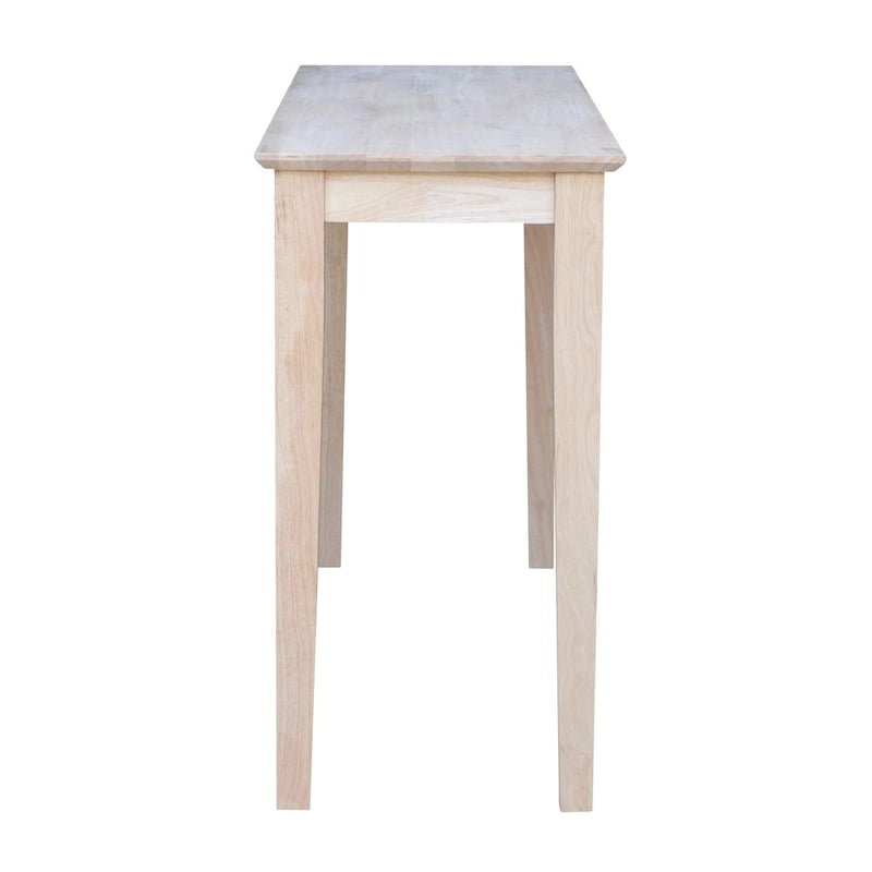 Table console Shaker en bois d'hévéa massif non fini-3