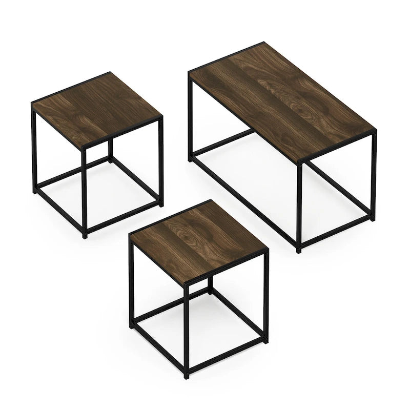 Ensemble de table basse et deux tables d'appoint modernes Furinno Camnus pour salon-2