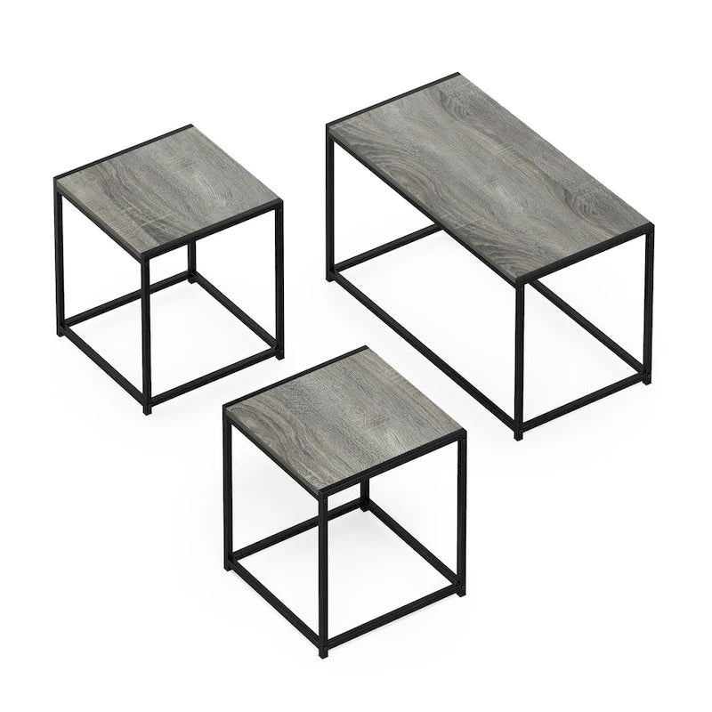Ensemble de table basse et deux tables d'appoint modernes Furinno Camnus pour salon-3
