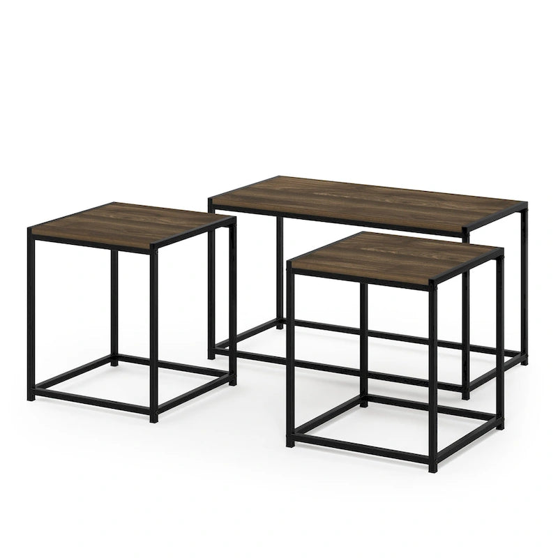 Ensemble de table basse et deux tables d'appoint modernes Furinno Camnus pour salon-5