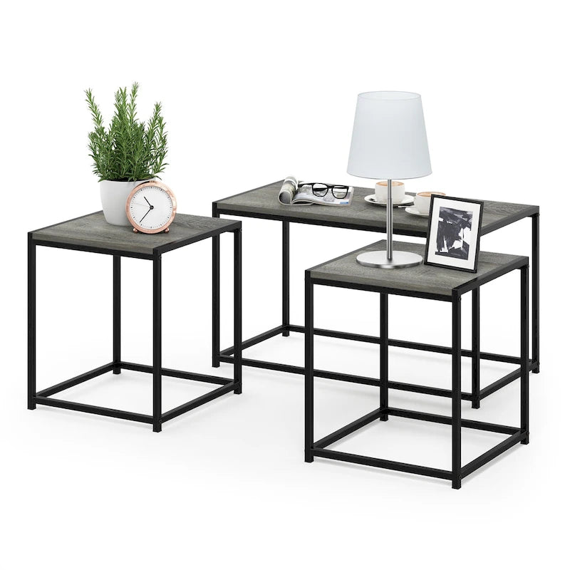 Ensemble de table basse et deux tables d'appoint modernes Furinno Camnus pour salon-17