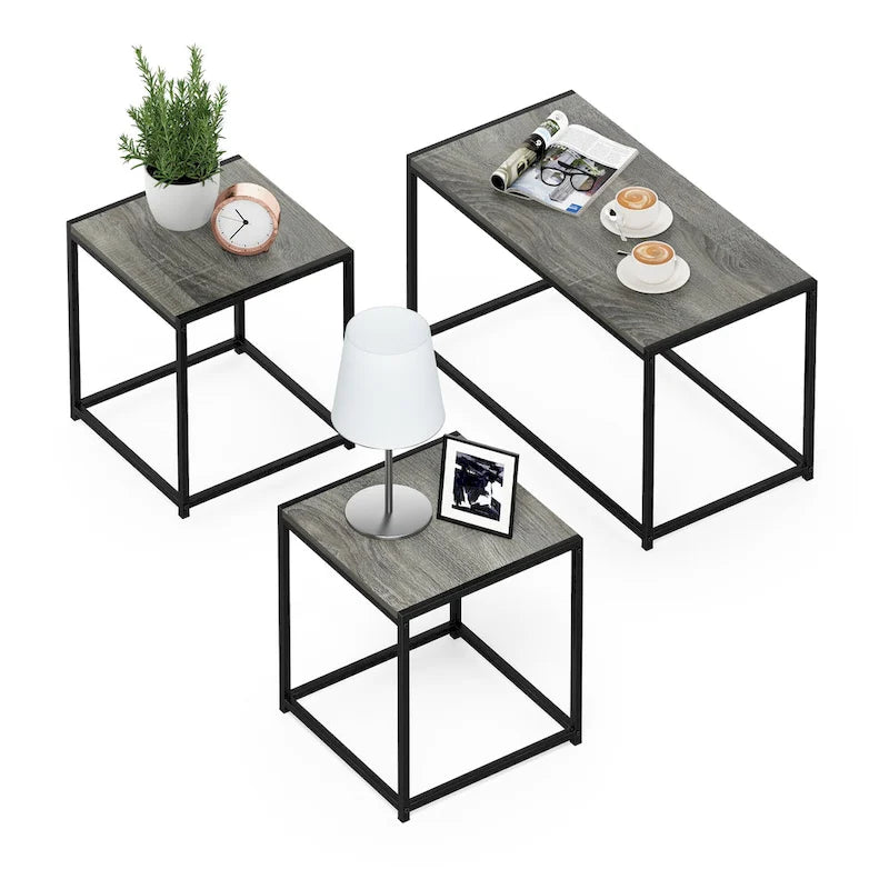 Ensemble de table basse et deux tables d'appoint modernes Furinno Camnus pour salon-18