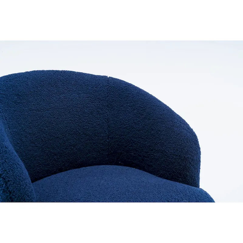Fauteuil pivotant d'appoint, style tonneau, avec revêtement en poudre noir, bleu-4