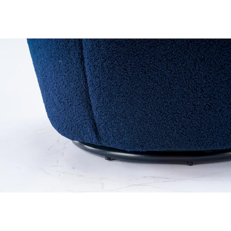 Fauteuil pivotant d'appoint, style tonneau, avec revêtement en poudre noir, bleu-6