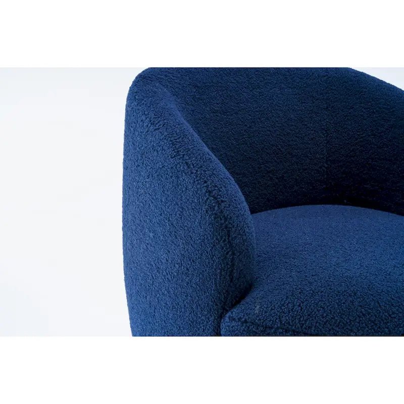 Fauteuil pivotant d'appoint, style tonneau, avec revêtement en poudre noir, bleu-7