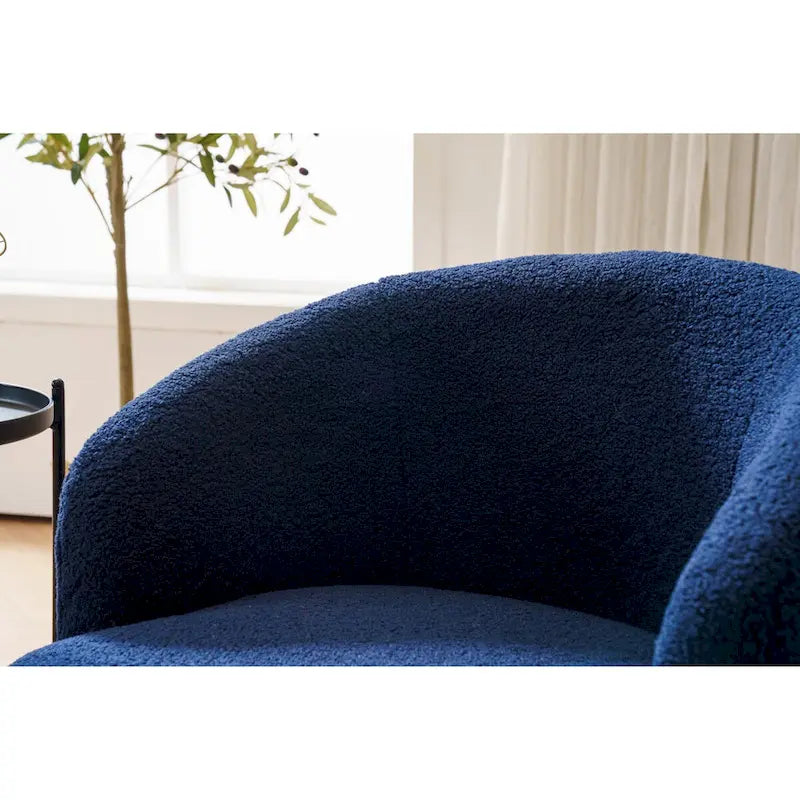 Fauteuil pivotant d'appoint, style tonneau, avec revêtement en poudre noir, bleu-8