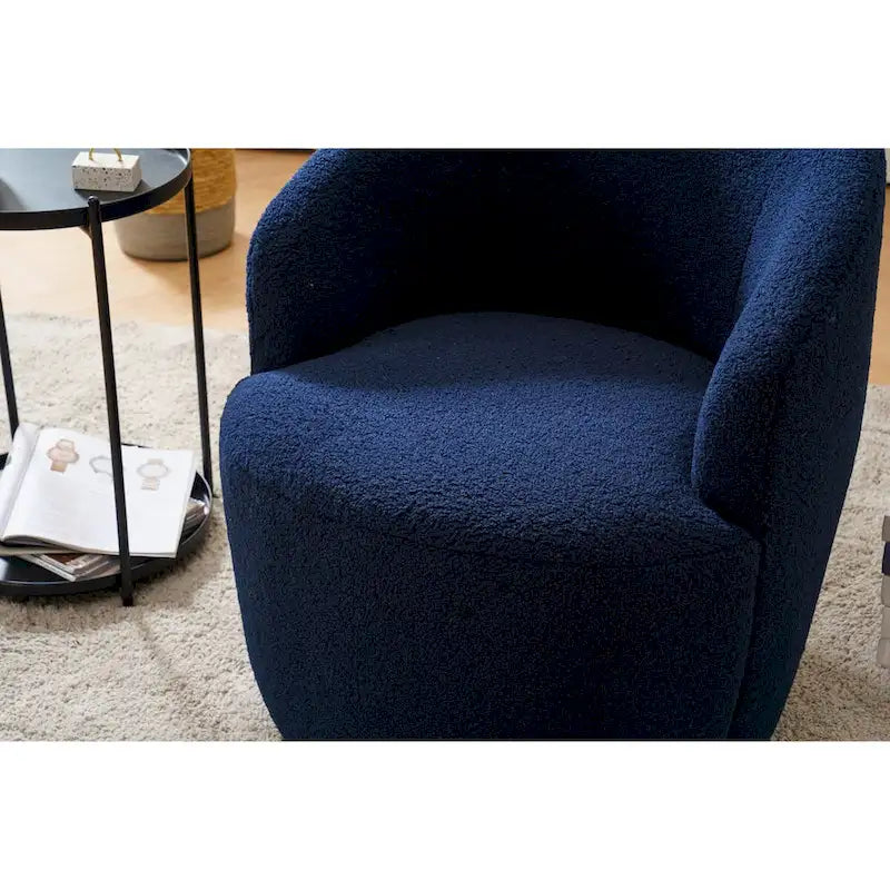 Fauteuil pivotant d'appoint, style tonneau, avec revêtement en poudre noir, bleu-9