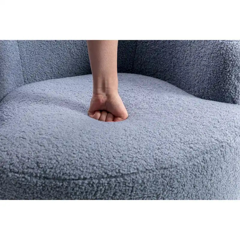 Fauteuil pivotant d'appoint, style tonneau, avec revêtement en poudre noir, bleu-11