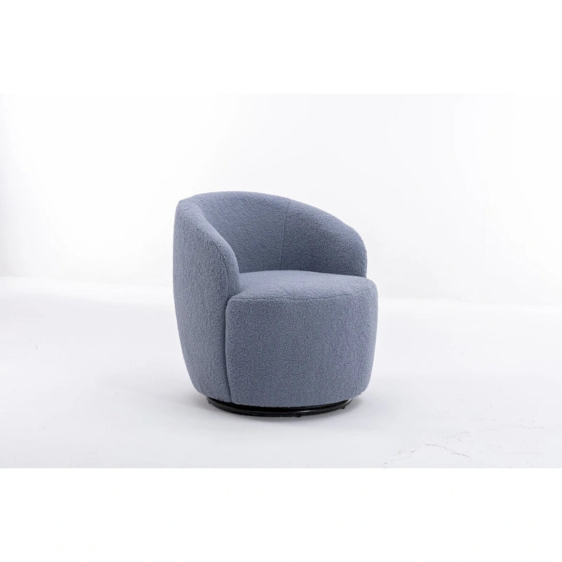 Fauteuil pivotant d'appoint, style tonneau, avec revêtement en poudre noir, bleu-13