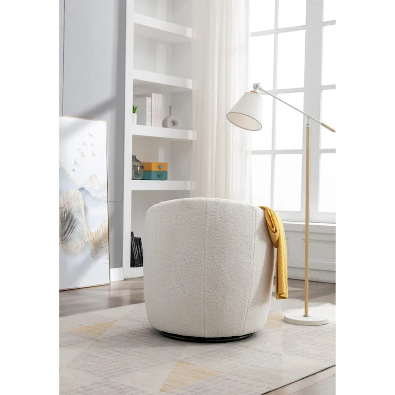 Fauteuil pivotant d'appoint, style tonneau, avec revêtement en poudre noir, bleu-29