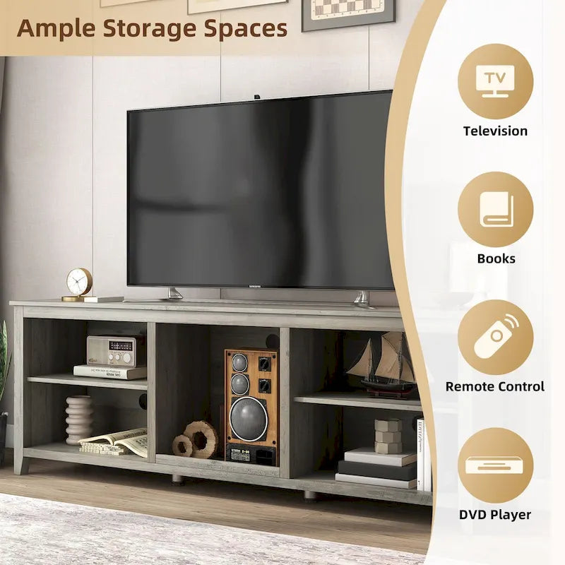 Meuble TV avec rangement, console multimédia, centre de divertissement, sans tiroir - Non applicable-6