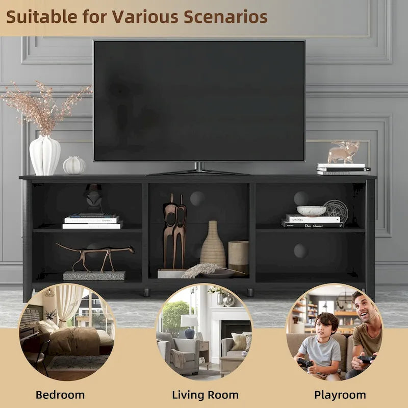 Meuble TV avec rangement, console multimédia, centre de divertissement, sans tiroir - Non applicable-9