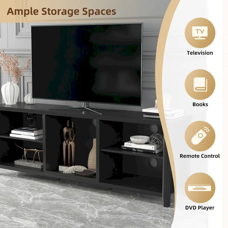 Meuble TV avec rangement, console multimédia, centre de divertissement, sans tiroir - Non applicable-10