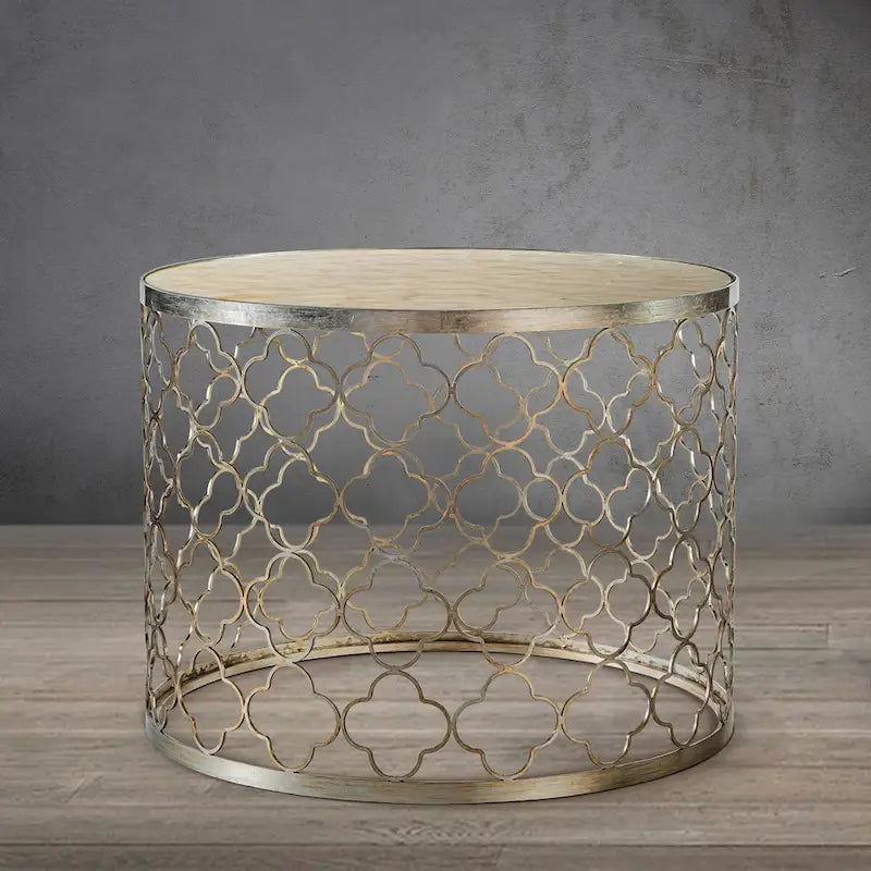 CraftHome W22 Natural Capiz Seashell French Single Round Coffee Table - 22 x 17