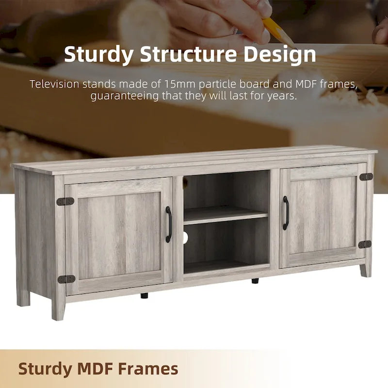 Meuble TV avec rangement, console multimédia et centre de divertissement à deux portes-4