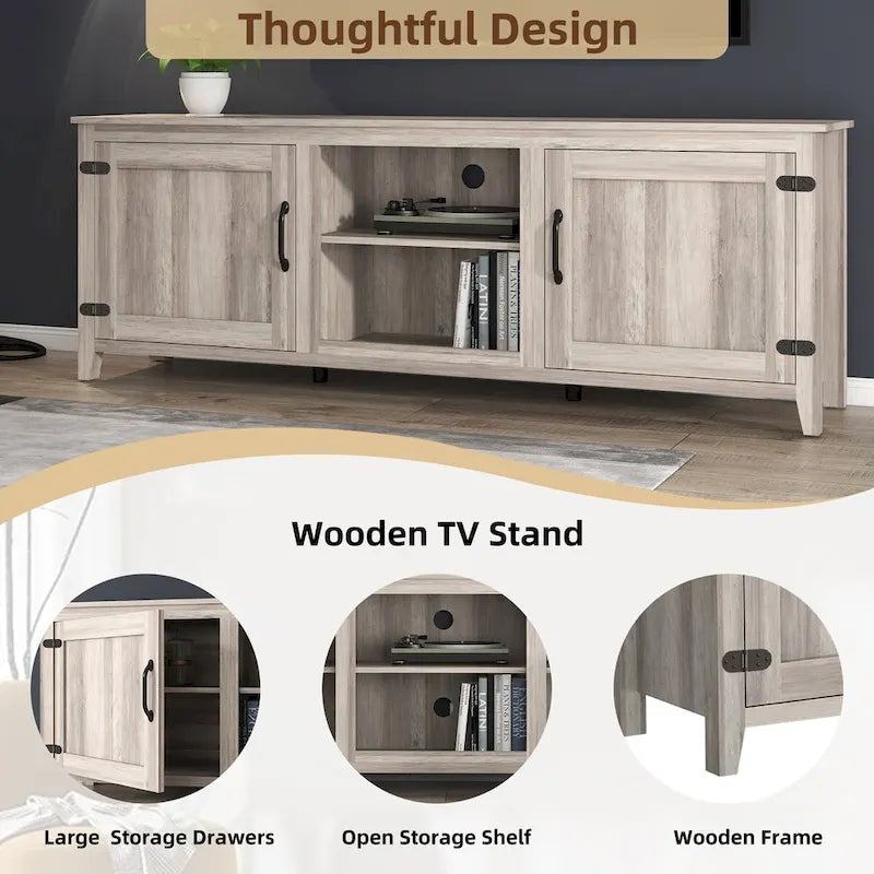 Meuble TV avec rangement, console multimédia et centre de divertissement à deux portes-7