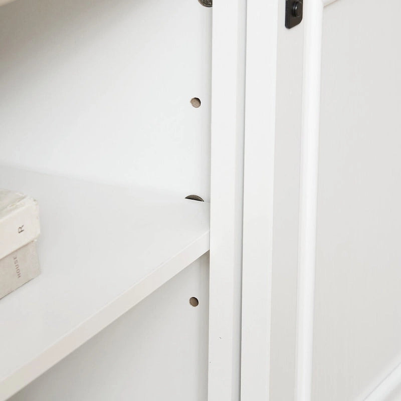 Meuble TV avec rangement intégré, style années 50, meuble TV multifonctionnel à portes coulissantes-17