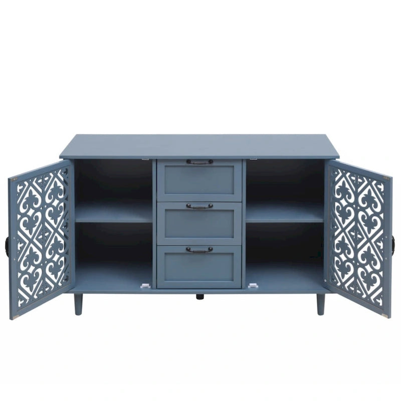 Meuble à 2 portes et 3 tiroirs, style américain, idéal pour une chambre, un salon ou un bureau.-28