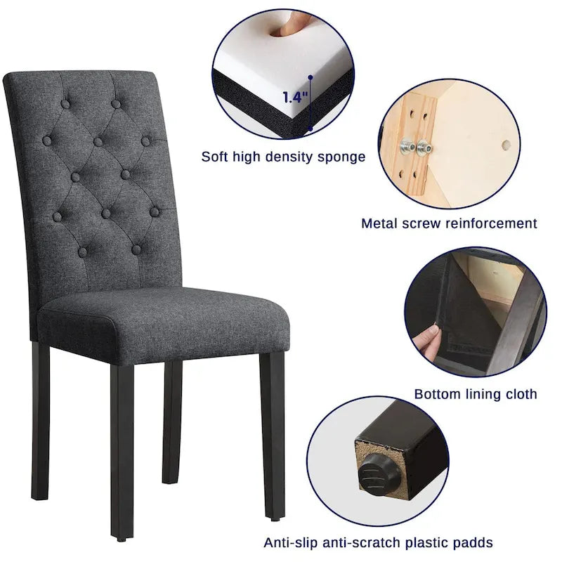 Chaise de salle à manger capitonnée Subrtex Linen Parsons (paquet de 2)-4