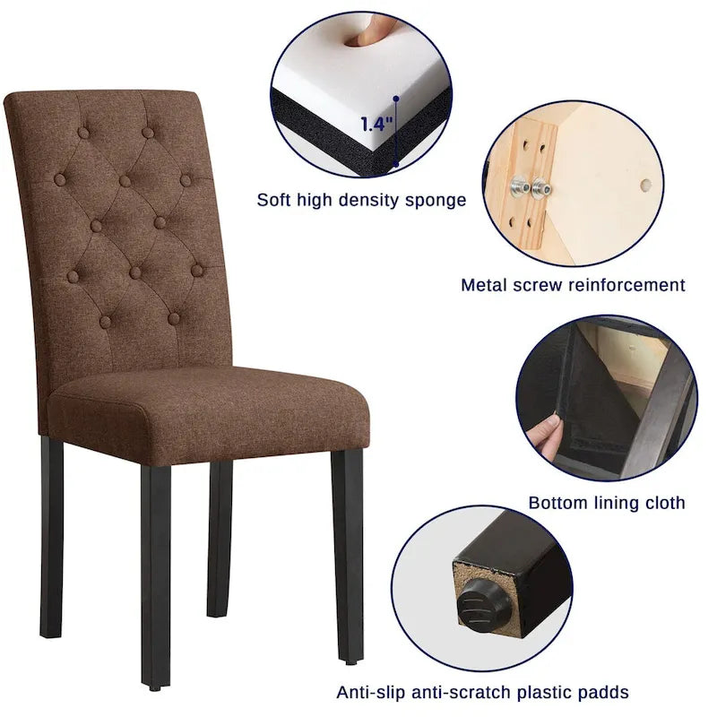 Chaise de salle à manger capitonnée Subrtex Linen Parsons (paquet de 2)-9