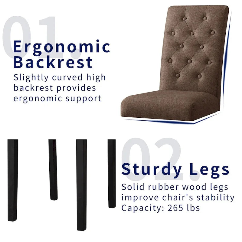 Chaise de salle à manger capitonnée Subrtex Linen Parsons (paquet de 2)-10