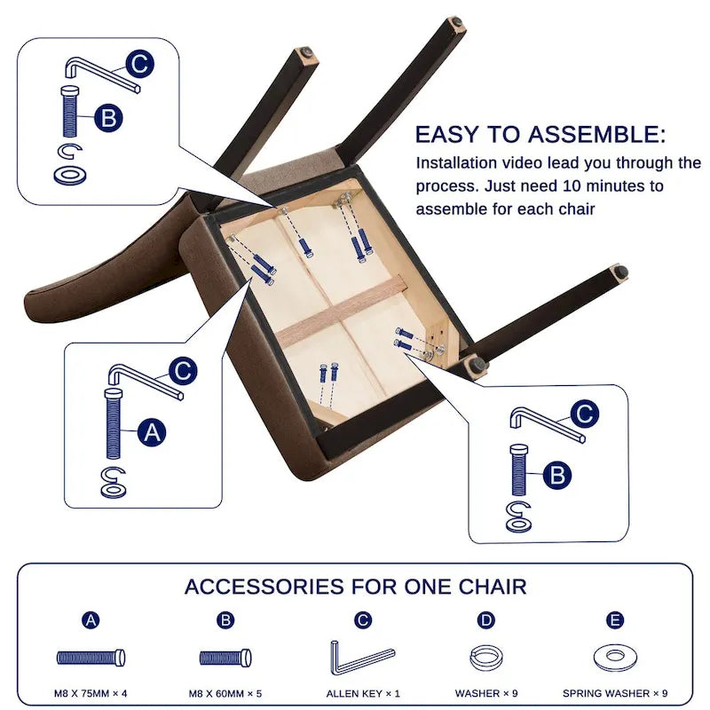 Chaise de salle à manger capitonnée Subrtex Linen Parsons (paquet de 2)-12