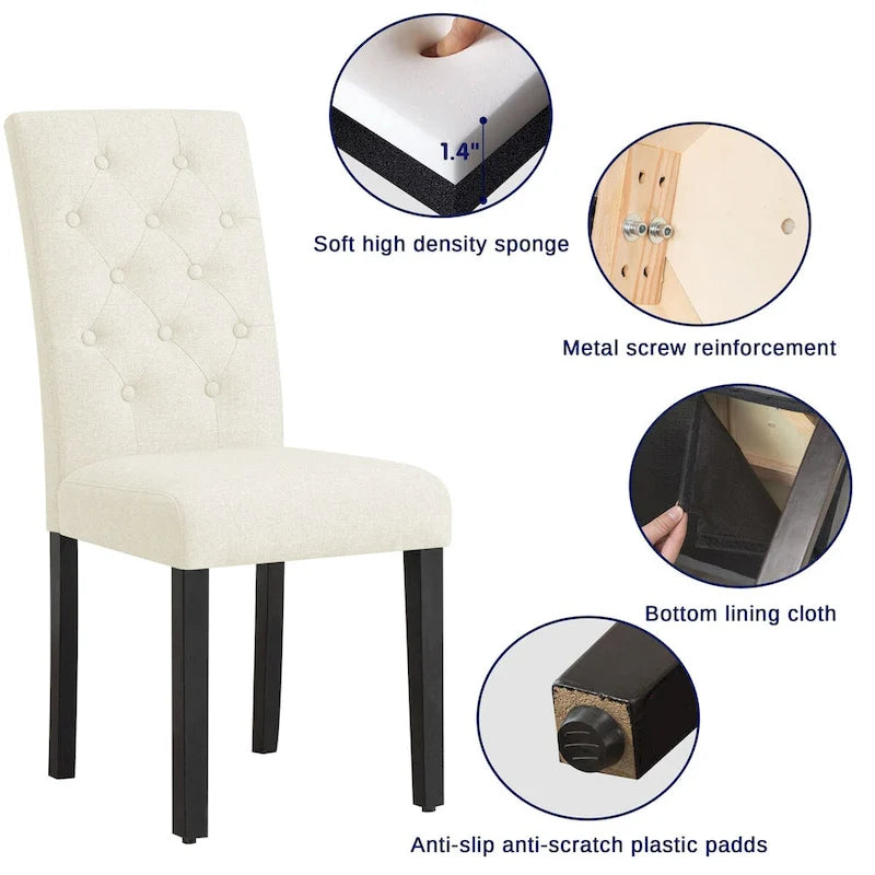 Chaise de salle à manger capitonnée Subrtex Linen Parsons (paquet de 2)-17