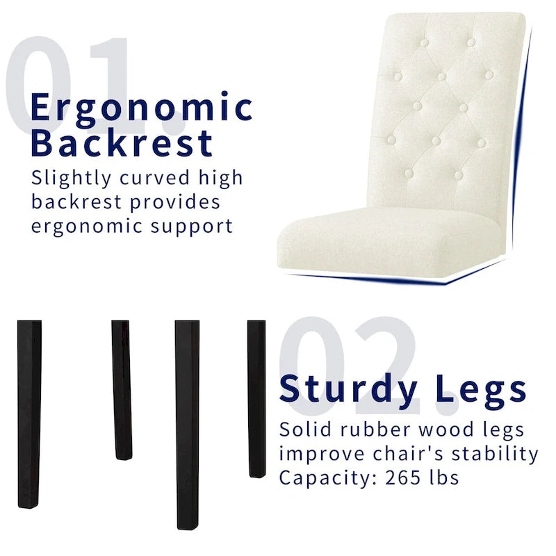 Chaise de salle à manger capitonnée Subrtex Linen Parsons (paquet de 2)-18