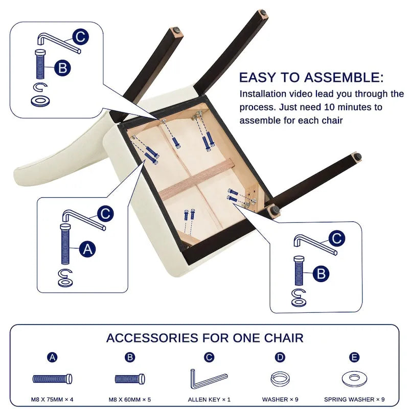 Chaise de salle à manger capitonnée Subrtex Linen Parsons (paquet de 2)-19
