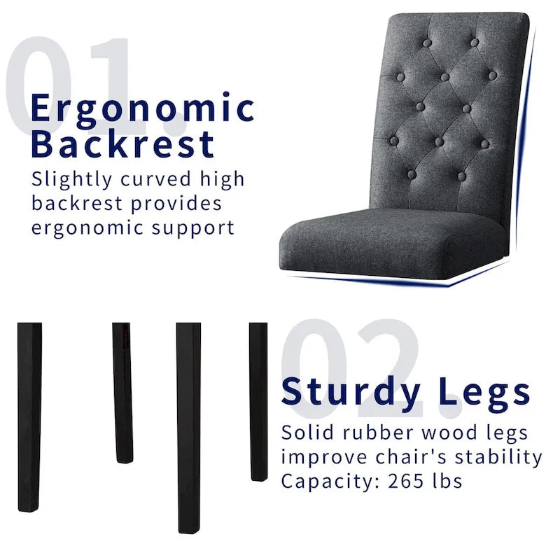 Chaise de salle à manger capitonnée Subrtex Linen Parsons (paquet de 2)-22