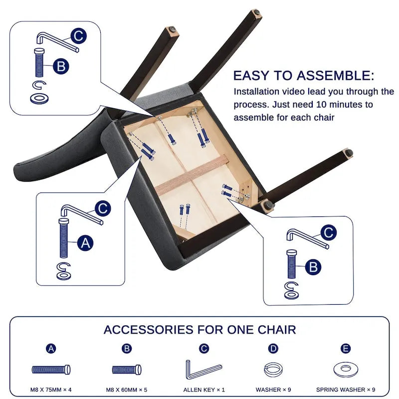 Chaise de salle à manger capitonnée Subrtex Linen Parsons (paquet de 2)-23