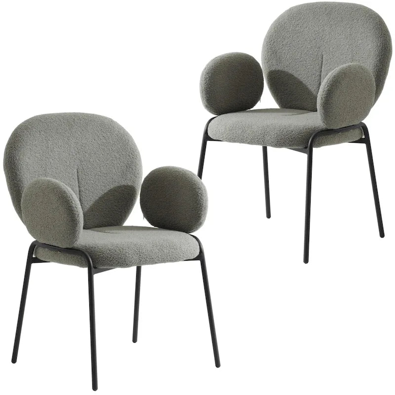 Ensemble de 2 chaises de salle à manger en fer recouvertes de tissu Celestial Boucle par LeisureMod-37