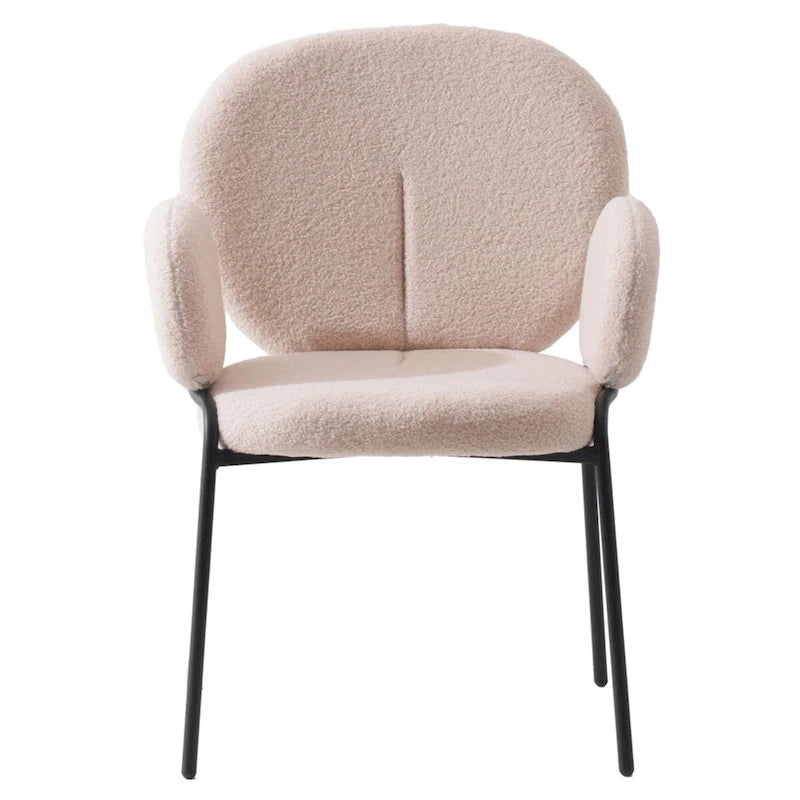 Ensemble de 2 chaises de salle à manger en fer recouvertes de tissu Celestial Boucle par LeisureMod-3