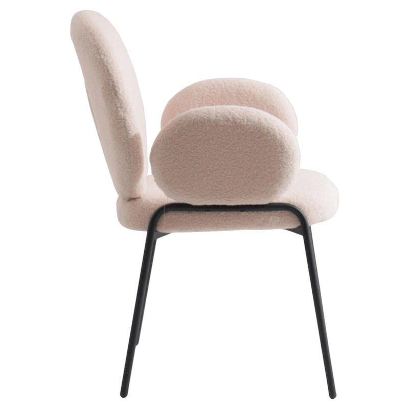 Ensemble de 2 chaises de salle à manger en fer recouvertes de tissu Celestial Boucle par LeisureMod-5