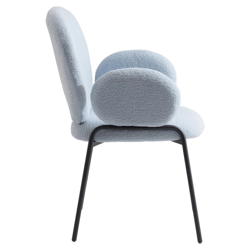 Ensemble de 2 chaises de salle à manger en fer recouvertes de tissu Celestial Boucle par LeisureMod-16