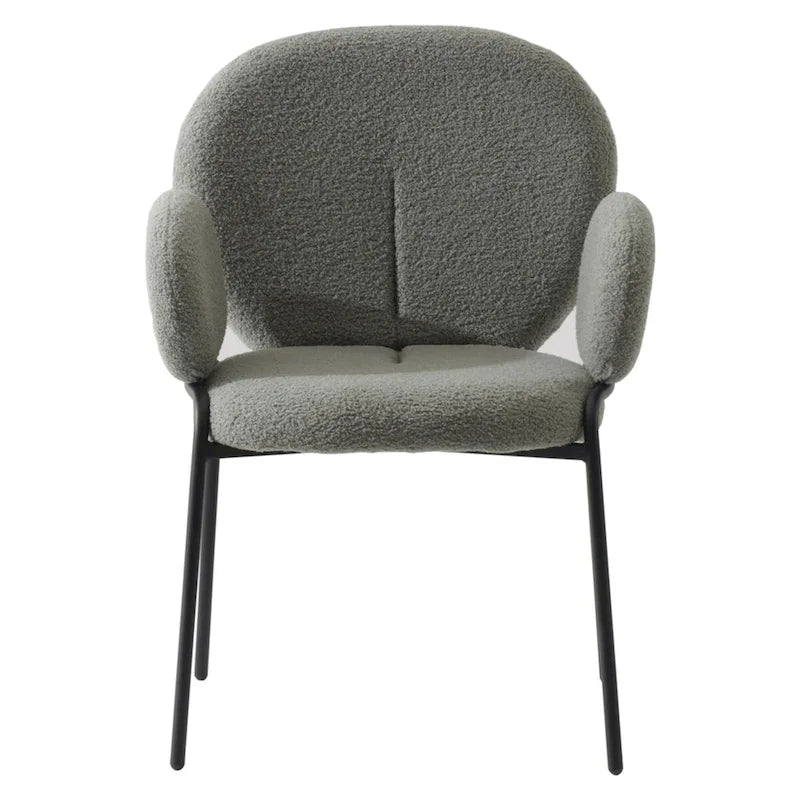 Ensemble de 2 chaises de salle à manger en fer recouvertes de tissu Celestial Boucle par LeisureMod-27