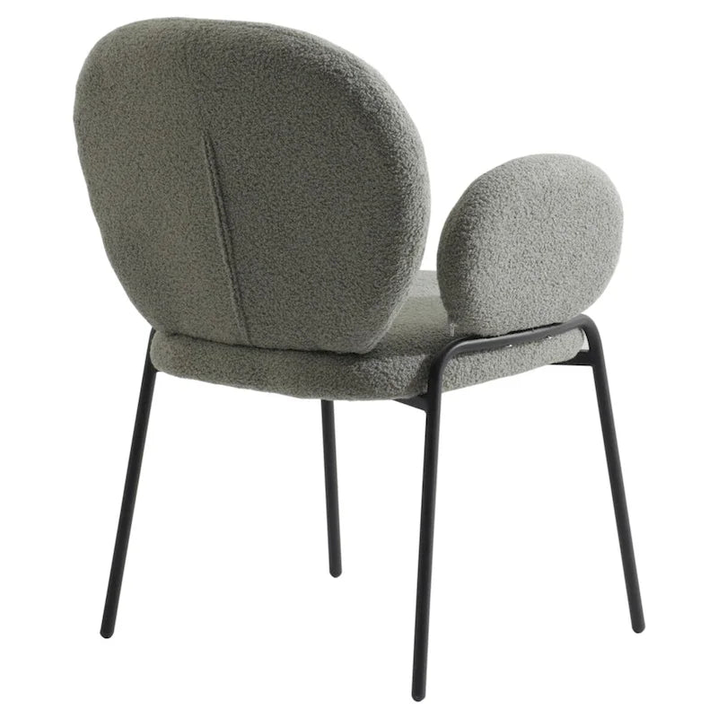 Ensemble de 2 chaises de salle à manger en fer recouvertes de tissu Celestial Boucle par LeisureMod-29